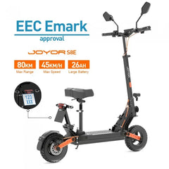 JOYOR S8E, silnik 800W, bateria 48V 26AH, opony 10-calowe, 45km/h, 80km, wyświetlacz NFC - Czarny - kukirinhub.app